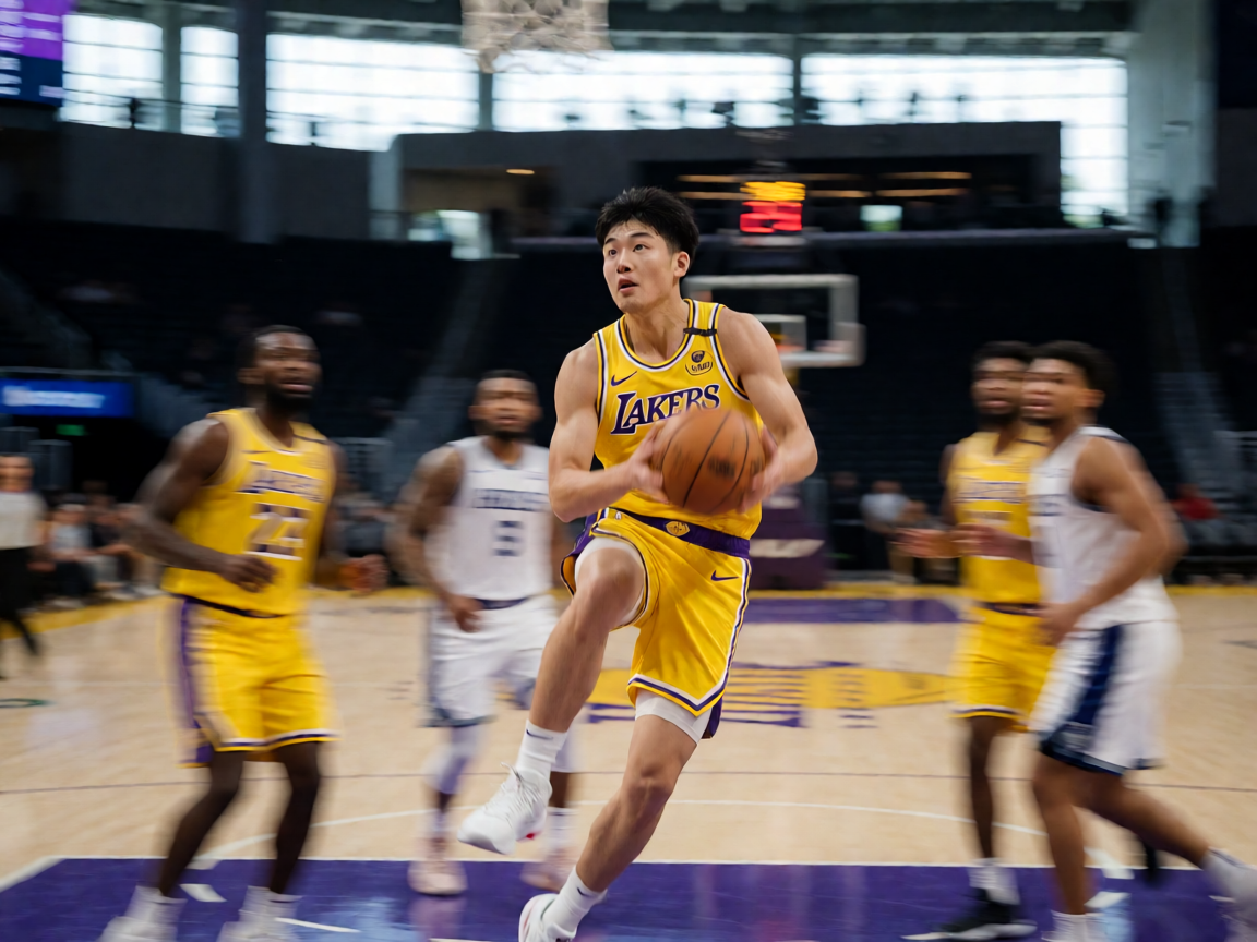 NBA比赛中球员突破上篮的精彩画面